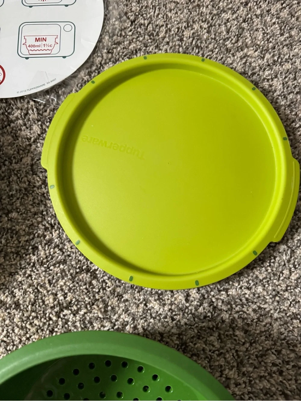 Tupperware Green and Lime Microwave Steamer Lids